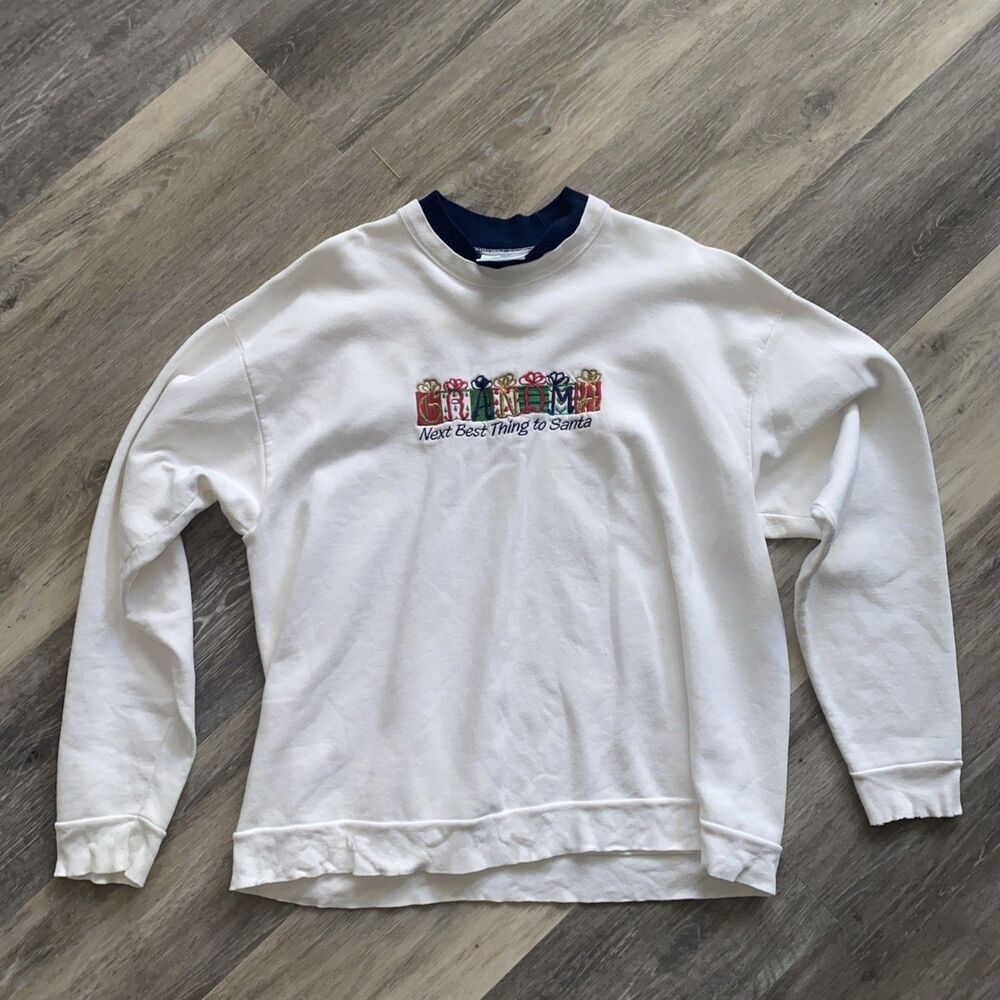VTG M & C Sportswear Embroidered 'NEXT BEST THING TO SANTA  Sweatshirt ~ XL